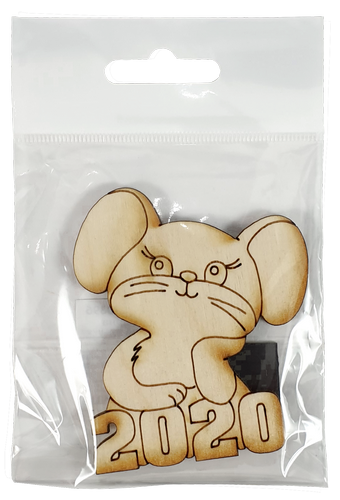 Фигурка фанерная - Мышонок №  1 в шапке с колокольчиком 57 х 75 мм с магнитом AS-4825, В-0383 фото 3