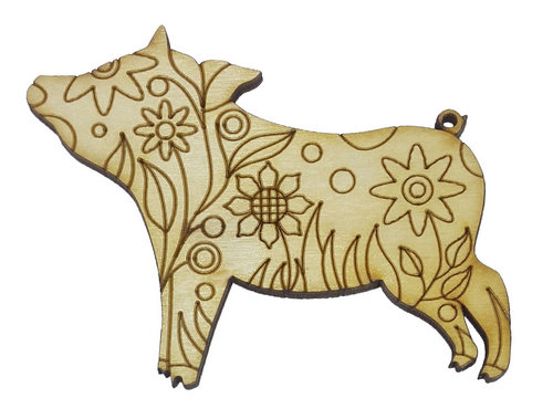 Фигурка фанерная - Свинка № 19 винтажная 85 х 66 мм с магнитом AS-4820, В-0369