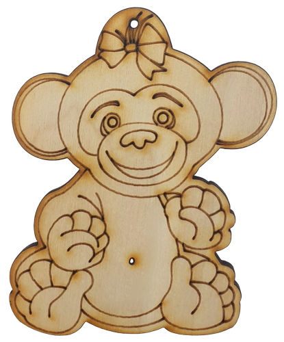 Фигурка фанерная - Обезьянка с бантом, ладошки 9 см AS-4689, В-0102