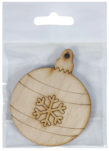 Фигурка фанерная - Елочный шар с маленькой снежинкой 6 см AS-4769, В-0196 фото 2