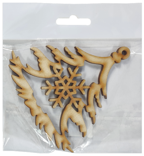 Фигурка фанерная - Елка средняя контур со снежинкой 10 см AS-4645, В-0258 фото 2