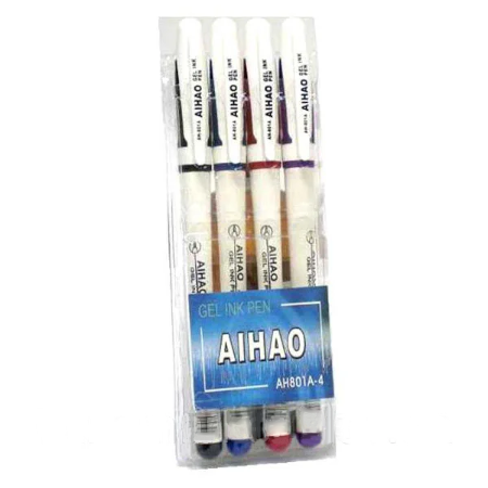Ручка гелевая Набор Aihao 4 шт Зеленый НЕ пишет! AH-801А-4, 888s-4