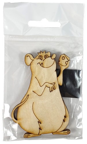 Фигурка фанерная - Мышонок № 12 с маленьким кусочком сыра 57 х 77 мм с магнитом AS-4836, В-0394 фото 2