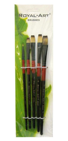 Набор кистей синтетических 5шт Royal-Art плоские + RA-386 Набор кистей синтетических 5шт Royal-Art плоские + RA-386