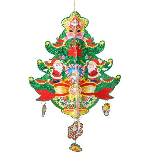 Подвеска Елка объемная с глитером  G809