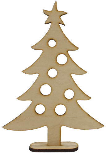 Фигурка фанерная - Елка большая с отверстиями и звездой на подставке 17 см AS-4639, В-0144