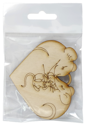 Фигурка фанерная - Мышонок № 18 семья в сердце 80 х 67 мм с магнитом AS-4842, В-0400 фото 2