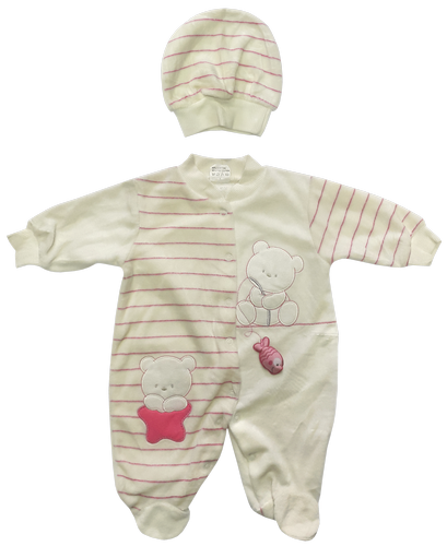 Комбинезон белый Bebelinne с шапкой, р.56-62 11596