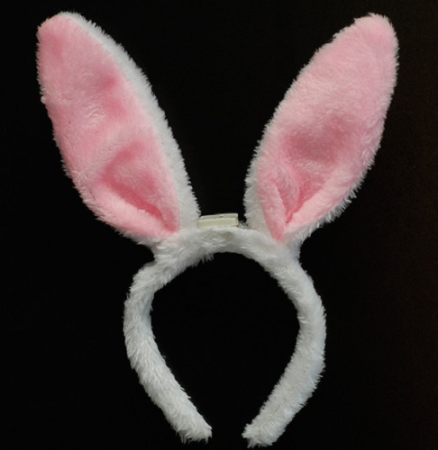 Игрушки Обруч Ушки Зайки с подсветкой 29 см меховые белые с розовым  09921 фото 2