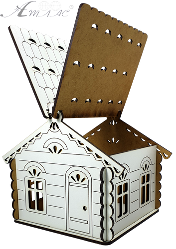 Будинок №  2 скринька з дахом, що відкривається, з МДФ 14 х 13 х 14 см AS-6238, М-2075 фото 3