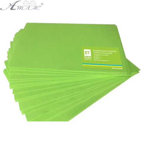 Фоамиран Светло-зеленый цветная пористая резина А4 7712