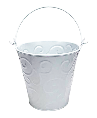 Ведерко Декоративное металл  9,5 х 9,5см Диз № 1 завитки Белое  10788