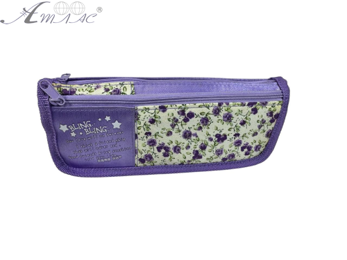 Пенал шкільний косметичка 2 відділення в квіточках  J-8261