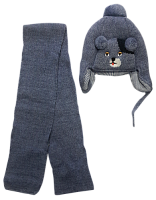 Шапочка в'язана для хлопчика, Amal із шарфом, р.3 синя 13203