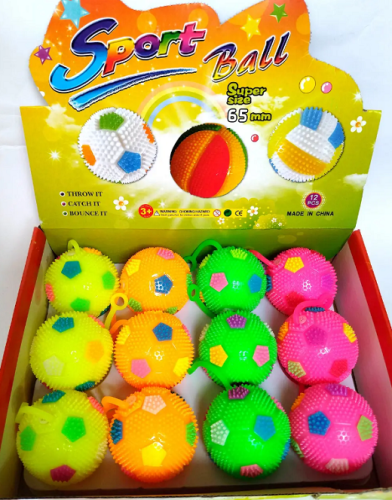 Игрушка Мячик Йо - Йо 6,5 см с шипами массажный, светится  07912