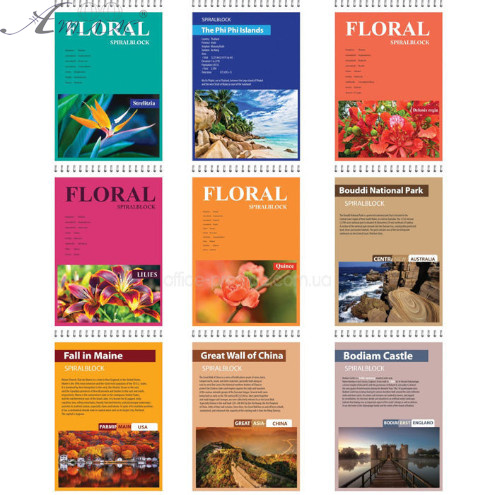 Блокнот-спираль-сверху Офорт А5 80 л # Крафт цветной 5280