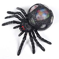 Іграшка силіконова антистрес Павук чорний з орбізами 10 см 1382