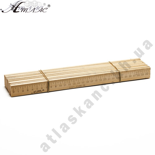 Линейка Деревянная 30 см напечатанная со штрих-кодом AS-0654, К-4052 фото 2