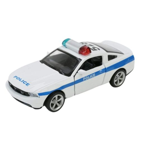 Модель Автопром Ford Mustang GT Police Белая металлическая инерционная 11см  4372