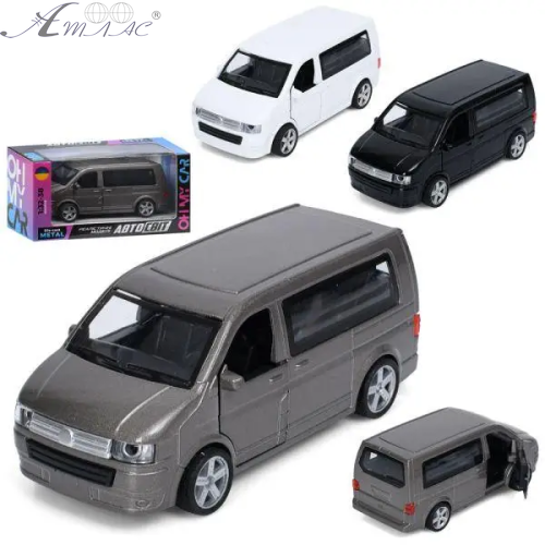 Машинка Автосвіт Volkswagen Transporter T5 Чорний 12см AS-1869