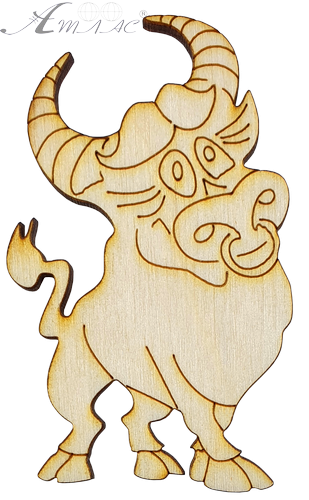 Фігурка фанерна - Корова або Бик № 21 з кільцем у носі 8х5см + магніт AS-4534