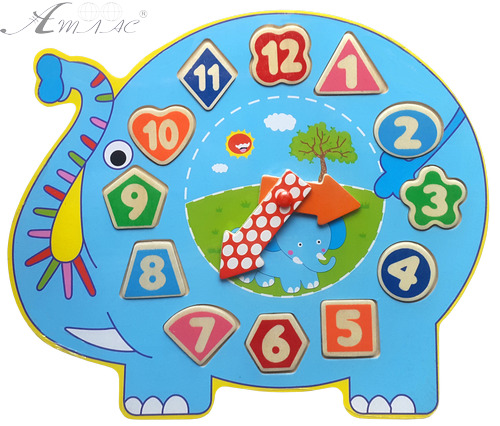 Игрушка Часы деревянные обучающие с пазлами МИКС Е244, Е245 фото 5