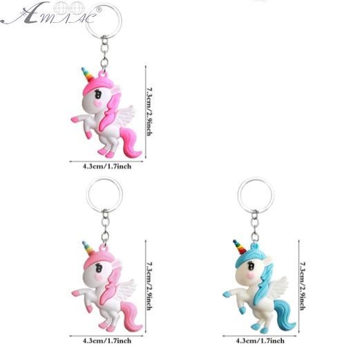 Брелок Единорожка розовый и голубой 7 см резиновый  16400 фото 2