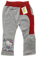 Штани спортивні для дівчинки, сіро-червоні з Кітті р.110-128 13200