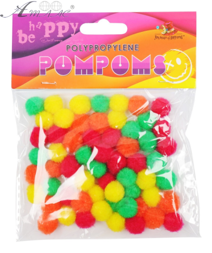 Декор Помпоны Цветные 5 цветов 60 штук  MQ2014