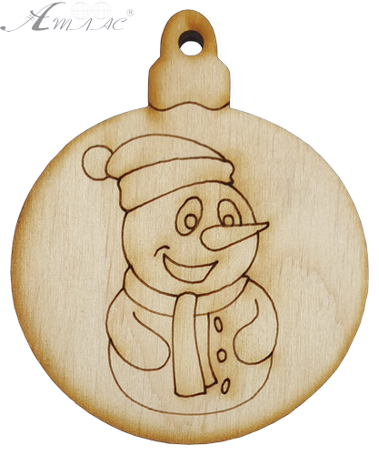 Фігурка фанерна - Ялинкова куля зі сніговиком 6 см AS-4774 Фігурка фанерна - Ялинкова куля зі сніговиком 6 см AS-4774