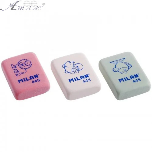 Резинка-Ластик Milan 3 цвета микс, с рисунком животный мир 445 фото 2