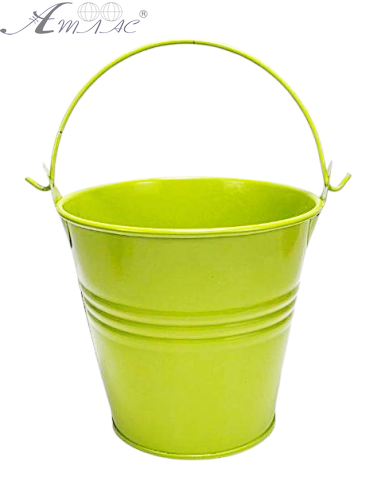 Відерко Декоративний метал 9,5 х 9,5см Диз № 3 три смуги Салатове  10546