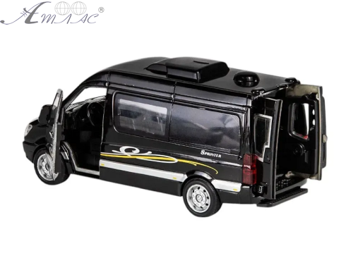 Машинка АвтоЕксперт Mercedes-Benz Sprinter Чорний двері світло звук 14 см  Т1788 фото 2