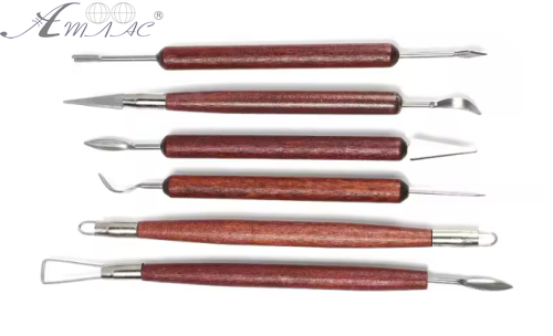 Стеки НАБОР металл 6шт двухсторонние с деревянной ручкой 00849 Стеки НАБОР металл 6шт двухсторонние с деревянной ручкой 00849