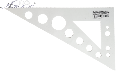 Треугольник 22 см большой с транспортиром, супер-белый  AS-0613 фото 3