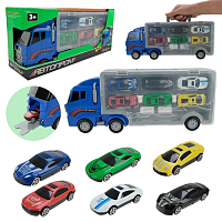 Модель Автопром Грузовик трейлер с легковыми машинками  PS006-1