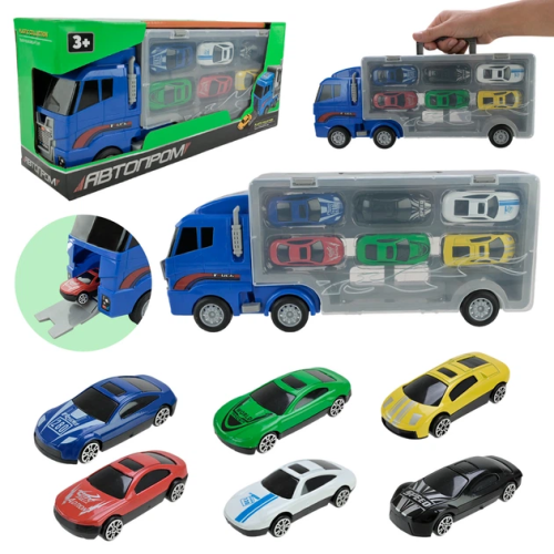 Модель Автопром Грузовик трейлер с легковыми машинками  PS006-1