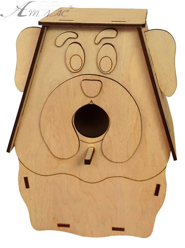 Шпаківня № 8/1 песик, фарбована, морилка під лаком 20 х 17.5 х 26 см AS-4365