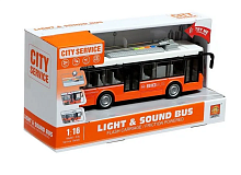 Игрушка Машинка City Service Троллейбус со светом, двери открываются, 28 см  911В