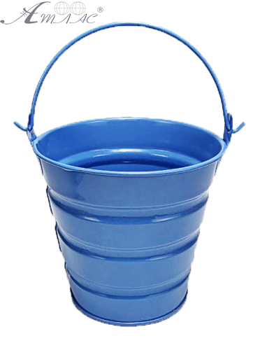 Відерко Декоративний метал 9,5 х 9,5см Диз № 6 широкий смуги Синє  04892