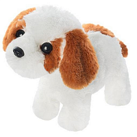 Іграшка М'яка Собака біла у коричневих п'ятнах, інтерактивна МР 0905