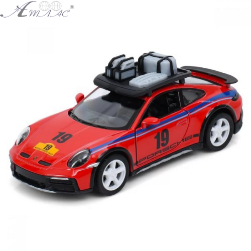 Машинка Kinsmart Porsche 911 Rally з багажем Червона  KT5481WFA
