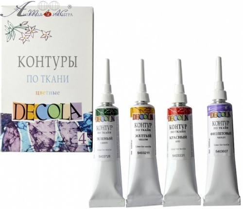 Краски Контур Набор Decola по ткани 4 цвета по 18 мл  5441379