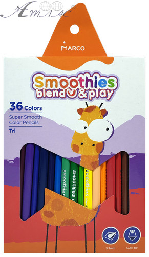 Карандаши цветные Marco Smoothies 36 цветов мягкие треугольнные 2150ST-36СВ