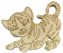 Фігурка фанерна - Тигр № 12 в грайливій позі 7,5 х 6 см AS-4547