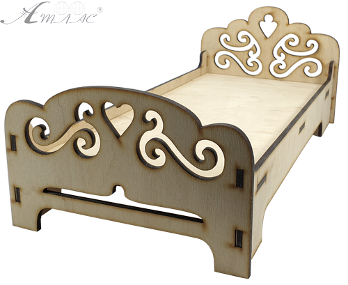 Меблі для ляльок типу Барбі - Ліжко № 3 одинарна 16 х 32 х 12.5 см AS-4004, F-0192