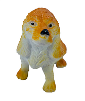 Іграшка Силіконова тягнучка собака Спаниэль бело-оранж.9см  08675