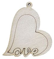 Фигурка фанерная - Сердце Love, кулон 4,5 х 4,5 см AS-4713, В-0269