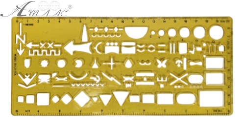 Лінійка трафарет Офіцерська НАТО 20 см твердий пластик  DSCN3114