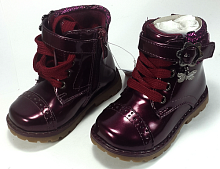 Ботинки Apawwa бордовые, лакированные, на шнурках и липучке р. 20  D804